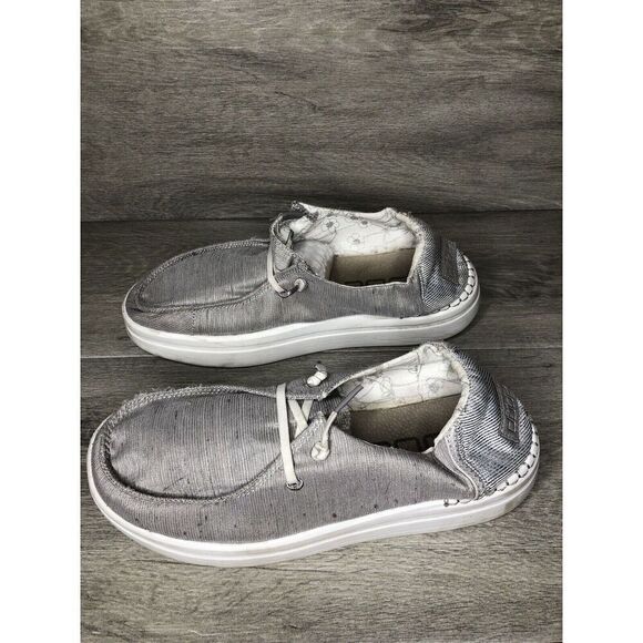 Hey Dude Wendy Rise Sox Stone White Textile Slip On Comfort Shoes Women 8M US/39 - Picture 7 of 16